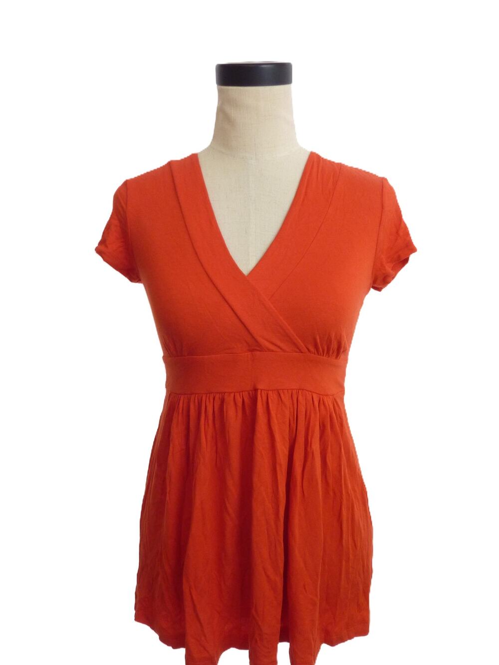 NWT Banana Republic Bright Orange V-Neck Crossover Short Sleeve Blouse Top XS